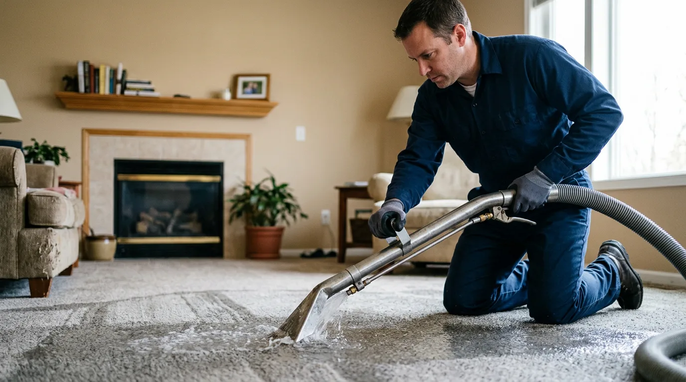 Water damage restoration technician working near Weidman, MI